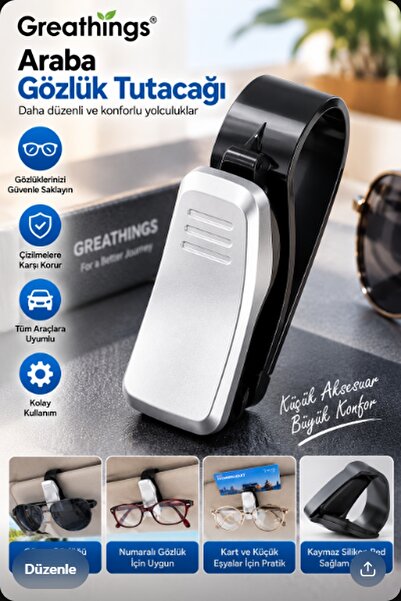 Greathings Araç İçi Güneşlik Gözlük Tutucu Klips Mandallı Kart Tutucu 7x2x4 cm