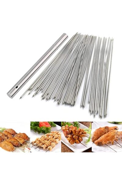 Aputue Barbecue Skewers, 100 PCS Stainless Steel Skewers, Rust-Proof BBQ Stic...