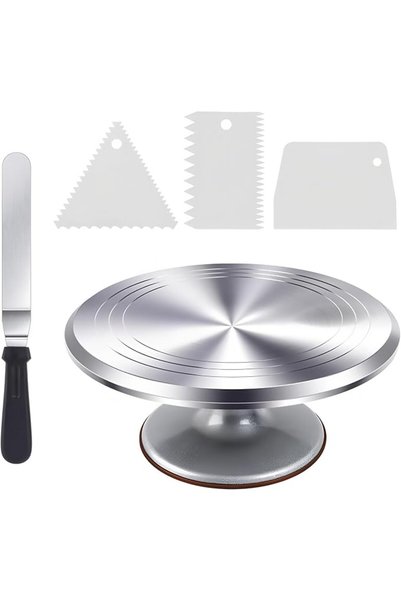 TIKHOME 12inch Cake Stand Aluminum Cake Turntable Rotating Revolving Decorati...