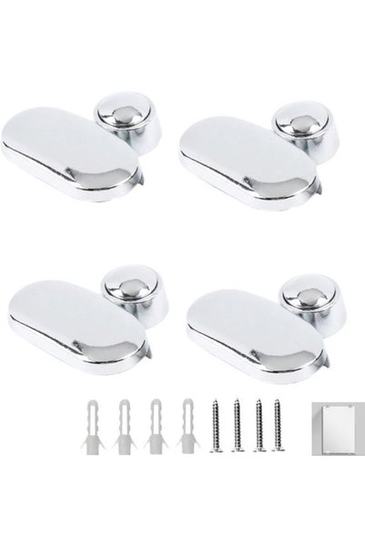 Morvena Picks Set de 4 plăci de susținere pentru oglindă, argintii, 41x37x6mm...