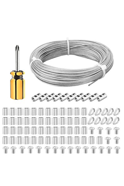 Generic Xspring Wire Rope, 50M 5/64" Cable Railing Kit, Stainless Steel Cloth...
