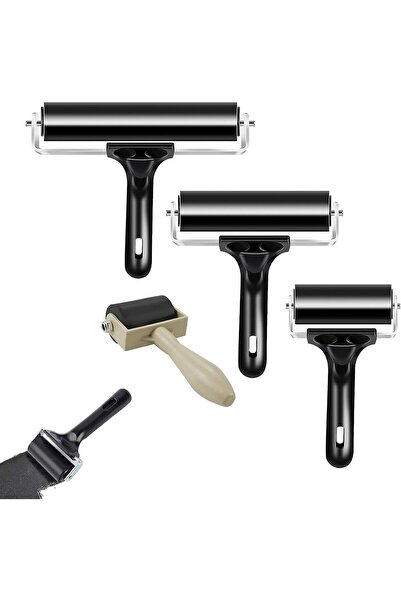 Generic Brayer Roller,4 PCS Printmaking Brayers,Rubber Roller Paint Brayer fo...