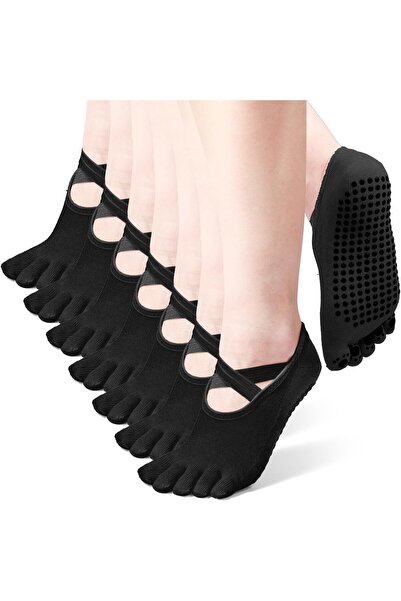 Morvena Picks Set de 7 șosete de yoga cu aderență fermă, antiderapante, cu de...