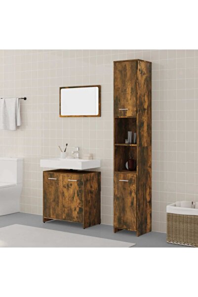Concept Bathroom furniture Top Bottom Set , 3 pieces, smoked oak, engineered ...