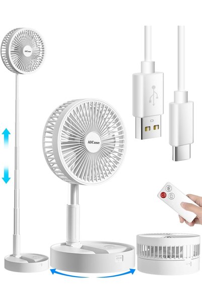 GENERAL AICase Stand Fan,Folding Portable Telescopic Floor/USB Desk Fan with ...