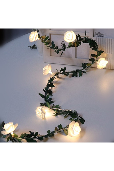 Morvena Picks Ghirlandă luminoasă cu 20 LED-uri, flori de trandafir, alimenta...