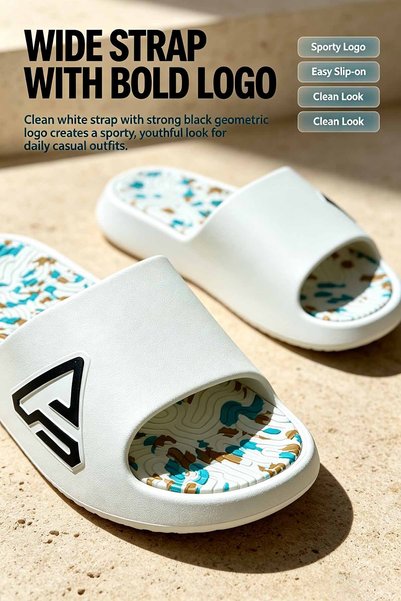 Al Masheel Store Men's Wide Strap EVA Slides – Speckled Comfort Insole & Thic...