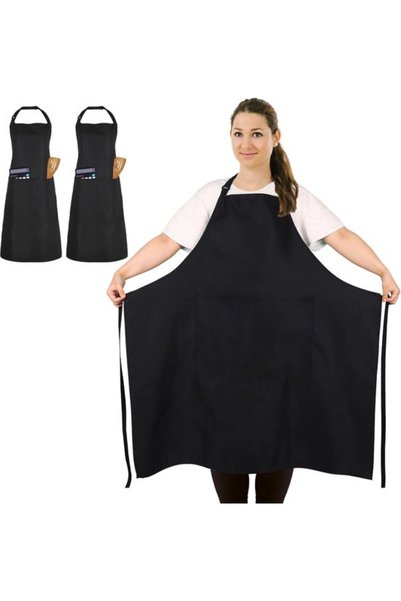 Morvena Picks Set de 2 șorțuri de bucătar mari, unisex, negre, impermeabile, ...