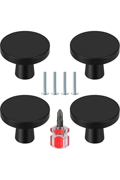 Morvena Picks 4 Mânere Negre pentru Dulapuri - Mânere Rotunde din Aluminiu pe...