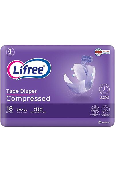 Lifree شريط حفاضات مضغوط للكبار، مقاس صغير، امتصاص 8 أكواب، عبوة عادية، 18 قطعة