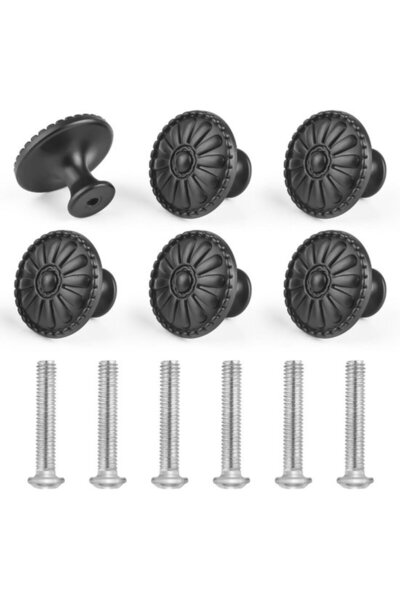 Morvena Picks Mânere de dulap din plastic negru (set de 6 bucăți) - Design re...
