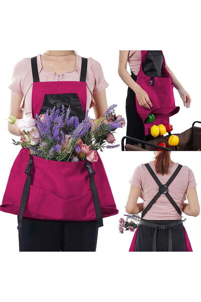Morvena Picks Șorț de grădinărit unisex cu buzunare, șorț de recoltare cu bre...