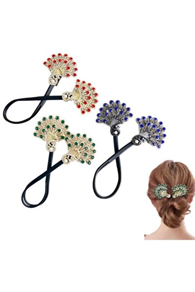 Morvena Picks Set de 3 piese pentru coafuri tip coc, stil Păun, Instrumente p...