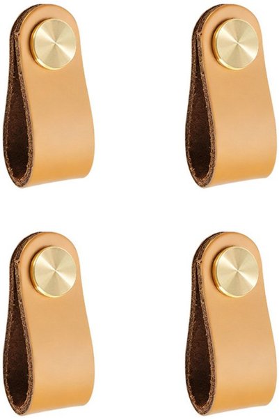 Morvena Picks Mânere din piele naturală pentru mobilă, Set de 4 piese, 6,5 x ...