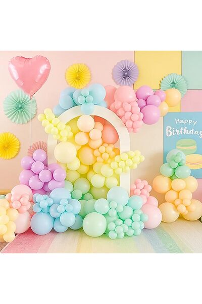 Fengrise Pastel Balloons Set, 50 pcs 12 inch Rainbow Multicolor Pink Purple Green Yellow Blue Macaron Latex Balloons Kit for Birthday Baby Shower Bridal Shower Party Decorations