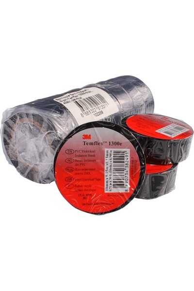 Temflex PVC Elektrik İzole Bant 30'lu Siyah Renk 19 mm Genişlik ve 9,15 mt Uzunluk