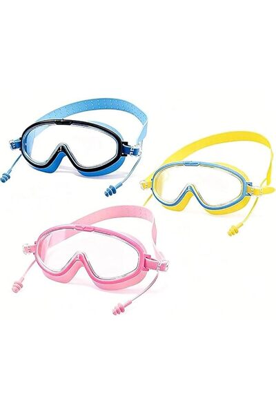 Yelajoy 3 Pack Kids Swim Goggles with Ear Plugs, Anti-Fog UV No Leak, Large F...