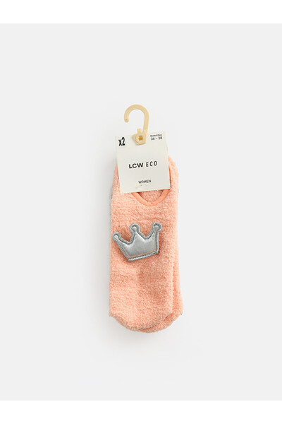 LC Waikiki Rmz Gi̇yi̇m Farkiyla Embroidered Women's Home Socks 2-Pack