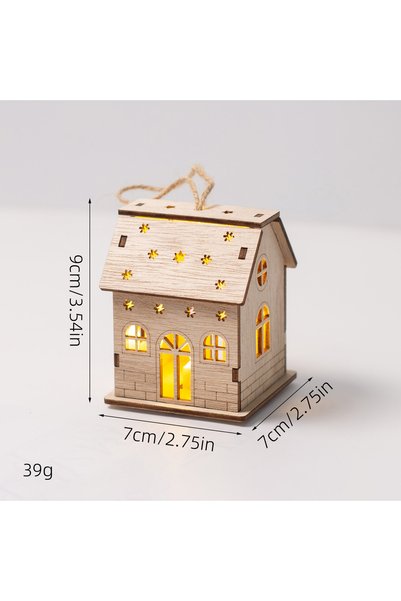 Morvena Picks Ornament de Crăciun din lemn, căsuță luminoasă - XT206-B