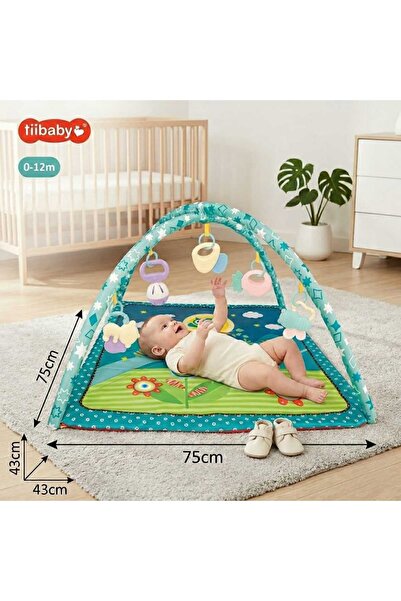 Tiibaby Centru de activități 5 în 1 pentru bebeluși, Saltea de joacă cu arcad...