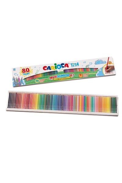 carioca Tita 80'li Maxi Gökkuşağı Kuru Boya Kalemi Seti Farklı Renklerle Yüks...