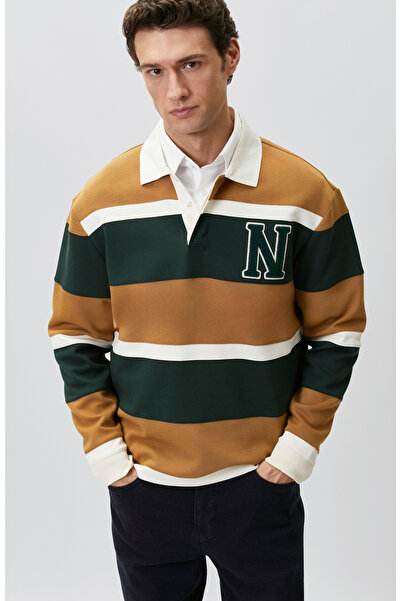 Network Safran Çizgi Desenli Sweatshirt