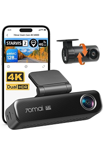 70MAİ Car Dash Cam 4K M800 Front/Rear, STARVIS 2 IMX678, eMMC-128GB
