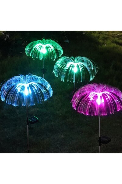 Morvena Picks Lampă de podea LED solară tip meduză, ambientală, cu tub din oț...
