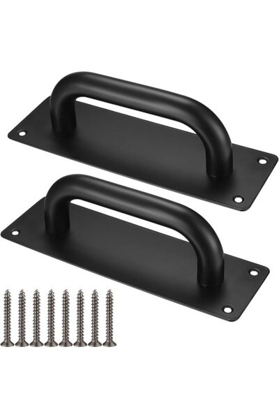 Morvena Picks Set de 2 mânere rotunde negre de 20 cm pentru uși glisante - Metal