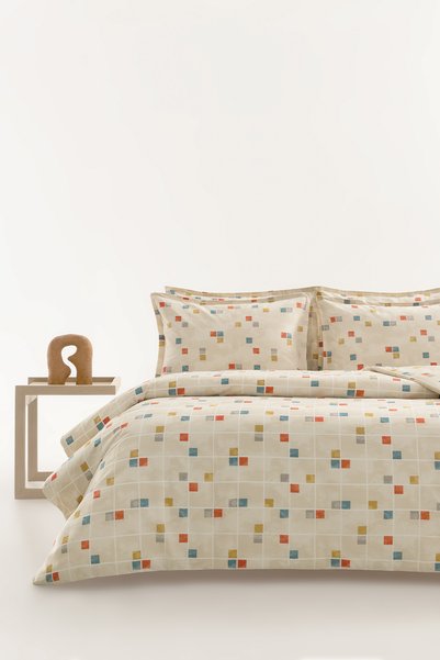 Yataş Tyros 100% Cotton Single Duvet Cover Set - Beige