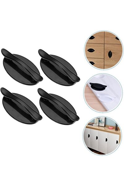 Morvena Picks Set de 4 mânere negre autoadezive moderne pentru uși de dulap d...