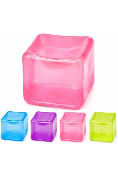 TOY GARDEN 1PCS Ice Cube Squishy Toy Pink, Soft Squeeze Fidget Toy for Kids, Sensory Squishy Toys for Boys & Girls, Compact Handheld Squishies for Screen-Free Play, Gift for Kids YS