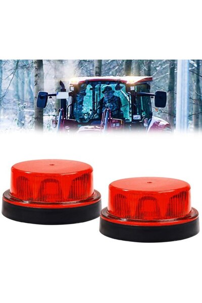 Morvena Picks Set de 2 mini-lămpi de avertizare LED roșii, 12V/24V, lumină in...