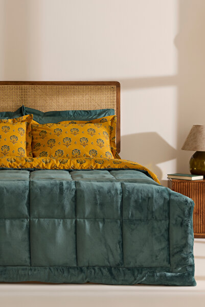Karaca Home Harvest %100 Pamuk Welsoft Çift Kişilik Comfort Set Yeşil