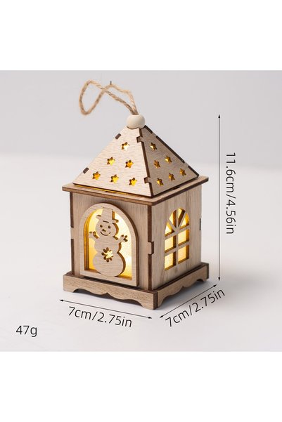 Morvena Picks Ornament de Crăciun din lemn, căsuță luminoasă - XT209-A