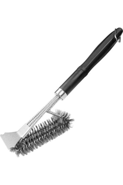 Morvena Picks Perie de grătar din oțel inoxidabil cu trei rânduri de peri și ...