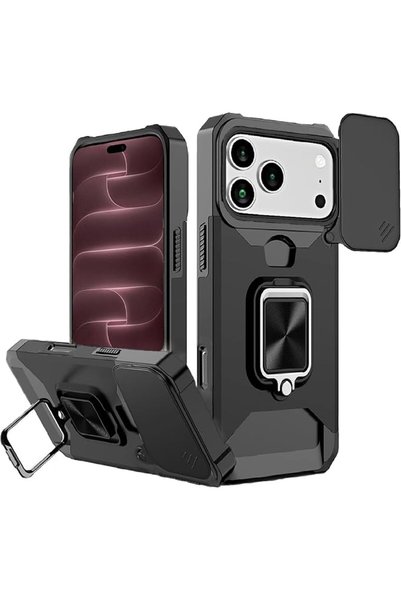 GENERAL for iPhone 12/iPhone 12 Pro Case with Card Holder Stand Cover,Black