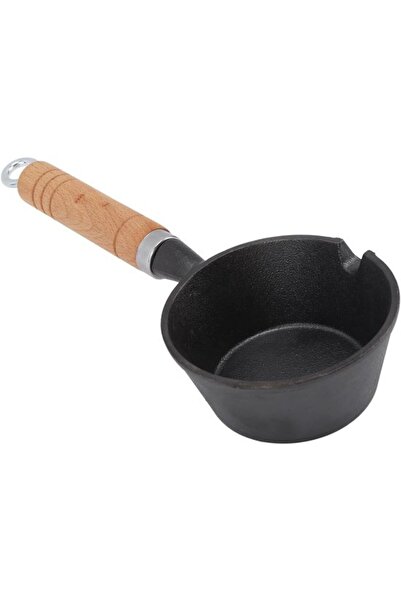 Morvena Picks Mini tigaie din fontă, adâncă de 11 cm, cu mâner din lemn, pre-...