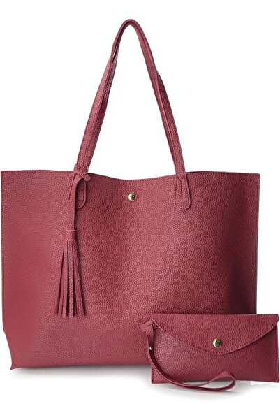 Hoxis Minimalist Clean Cut Pebbled Faux Leather Tote Womens Shoulder Handbag