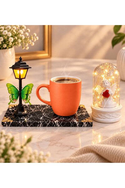 hediye arıları طقم كوب برتقالي بتصميم مصباح الشارع وجرة زجاجية بيضاء على شكل ...