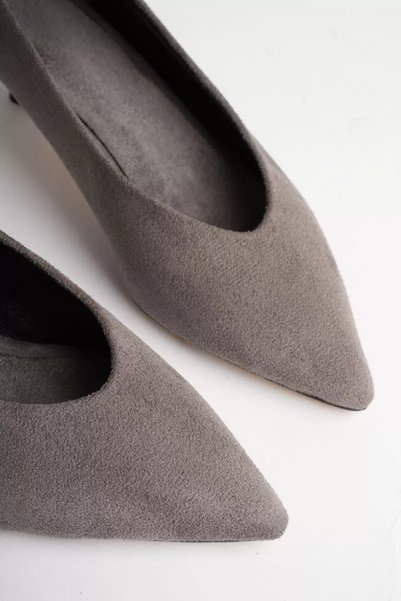 Generic Brand Women's grey suede 4 cm thin heeled stiletto tr05ms02h