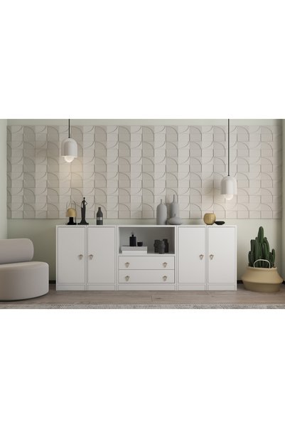 Vivense LİNEA ASİMETRİK TASARIM 3 KAPAKLI DUVARA MONTE KİTAPLIKLI KONSOL