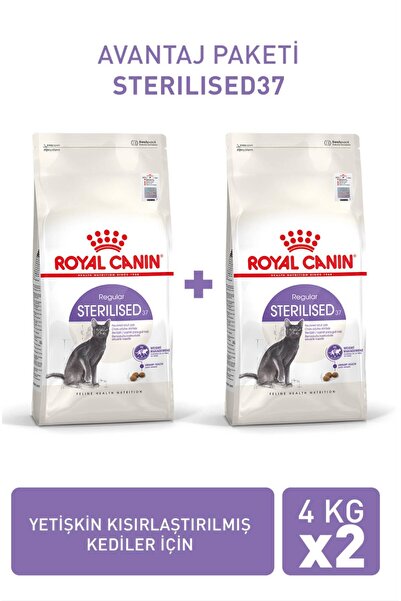 Royal Canin Sterilised37 Kısırlaştırılmış Yetişkin Kediler için Kuru Kedi Maması Avantaj Paketi 4 Kg + 4kg