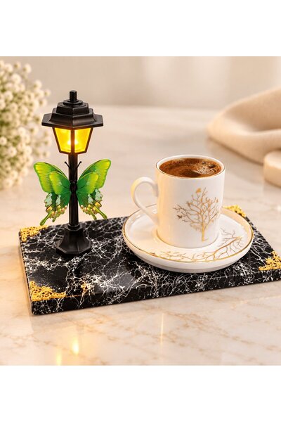 MEGA KANYON Premium Porcelain Coffee Cup with Led Street Lamp and Black Base,...