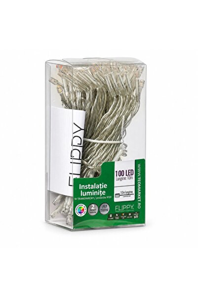 Flippy Instalatie de Craciun cu Baterii Tip Liniar, Fir Transparent 10 m 100 ...