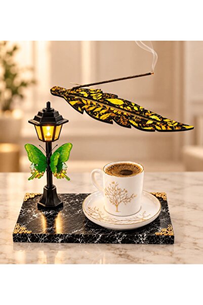 MEGA KANYON Porcelain Coffee Cup and Wooden Incense Burner Gift Set with Led ...