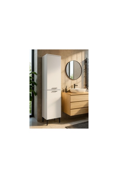 Vivense SİNGA KİRLİ SEPETLİ BANYO DOLABI, BEYAZ