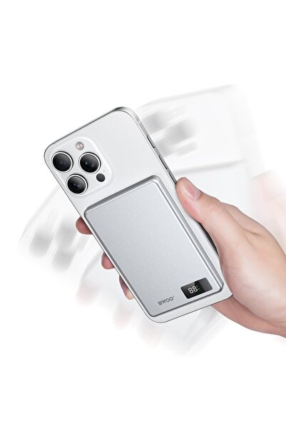 MeK Fine Mini Power Bank Magnetic, Ultra-subțire, Wireless 5000mAh, 15W, Încă...