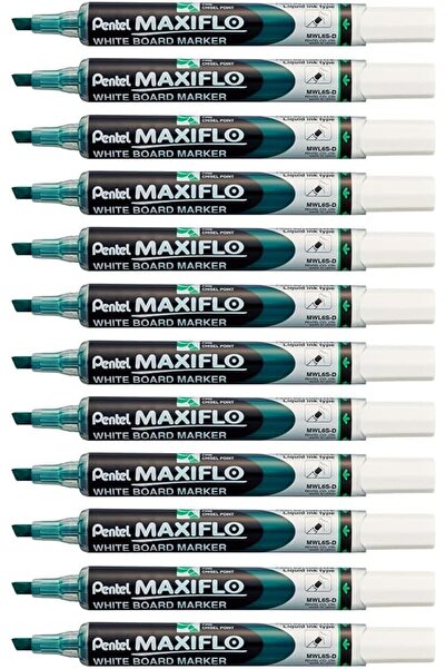 Pentel قلم تحديد ماكسيفلو للمسح الجاف برأس رفيع - أخضر (عبوة من 12 قطعة)