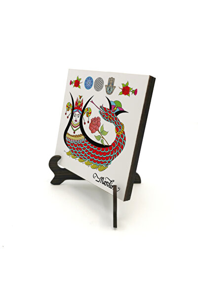 Sadrazam Mardin Şahmeran and Motifs Printed Wooden Tabletop 10X10 1G-Ş2M
